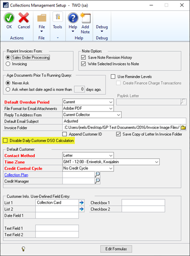 Collections Management Main window